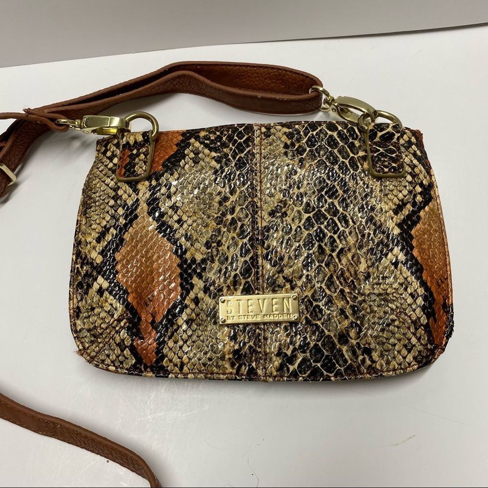 Steven by Steve Madden Vegan Leather Snakeskin Small Crossbody Purse Bag